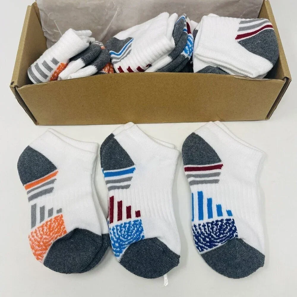 Ecoey Toddler Boys Small 6-10.5 No Show Cushioned Athletic Running Socks 12 Pack